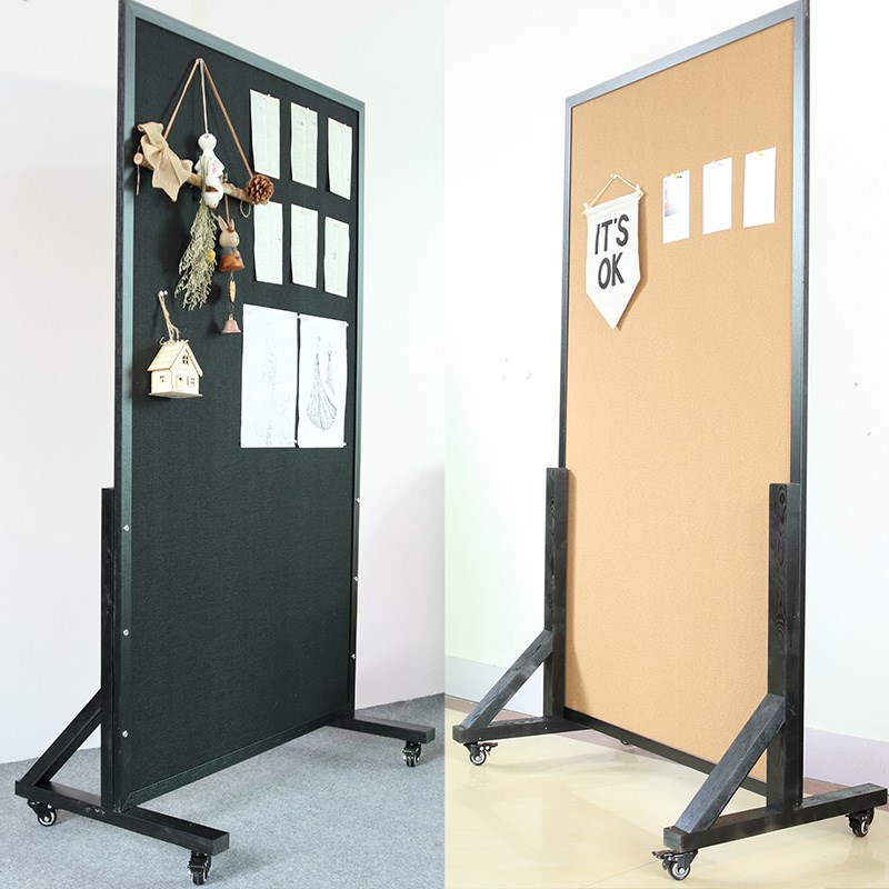 黑框移动软木板照片墙毛毡板落地立式支架式留言板展板展示墙板公