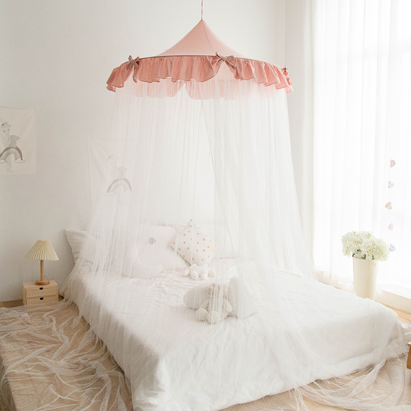 圆顶蚊帐公主风吸顶吊帐儿童房卧室1.5米1.8米落地家用免安装幔帐