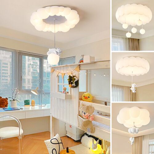 奶油风儿童房卧室灯吸顶灯温馨云朵气球灯护眼全光谱女孩子房间灯
