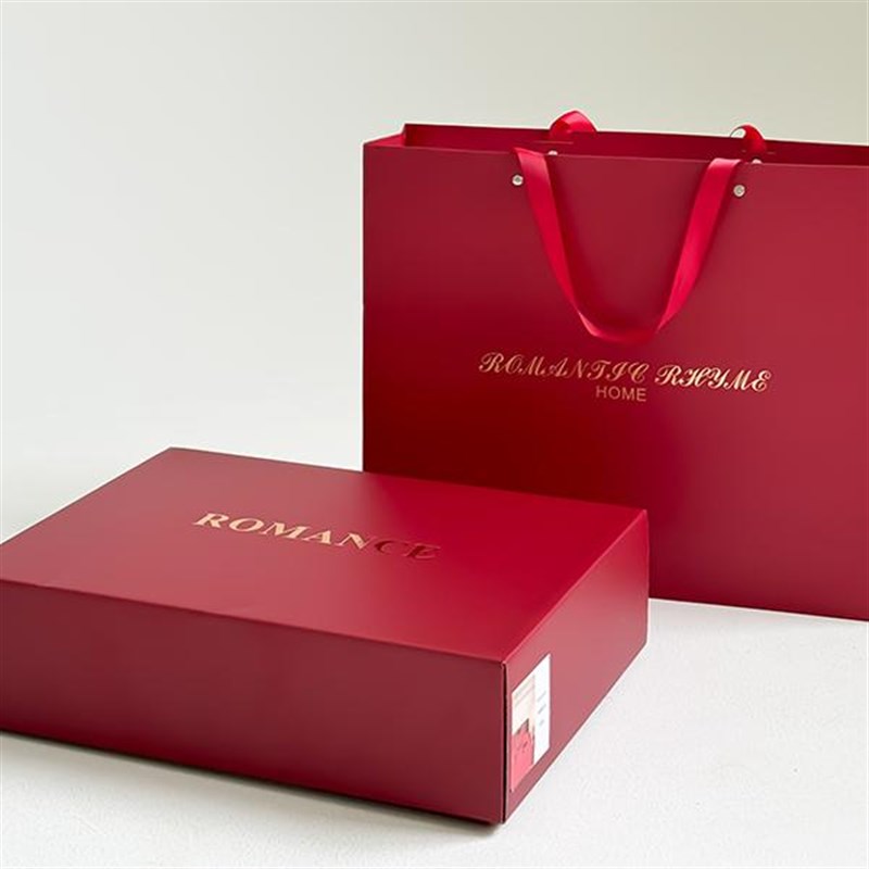 甜蜜婚庆四件套纯棉渐变大红色结婚高级感120S全棉喜被套陪嫁床品