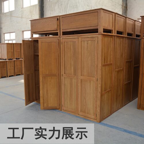 全实木衣柜平开h门帯顶柜四门三门两门欧式储物柜白橡木卧室大衣