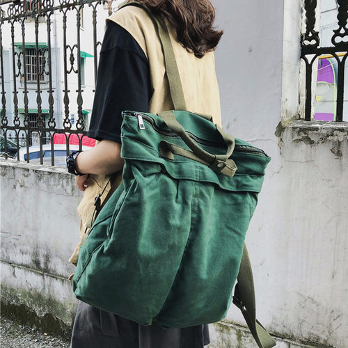 ins风新款 做旧帆布包女学生双肩女背包15L.6寸大容量电脑包旅行