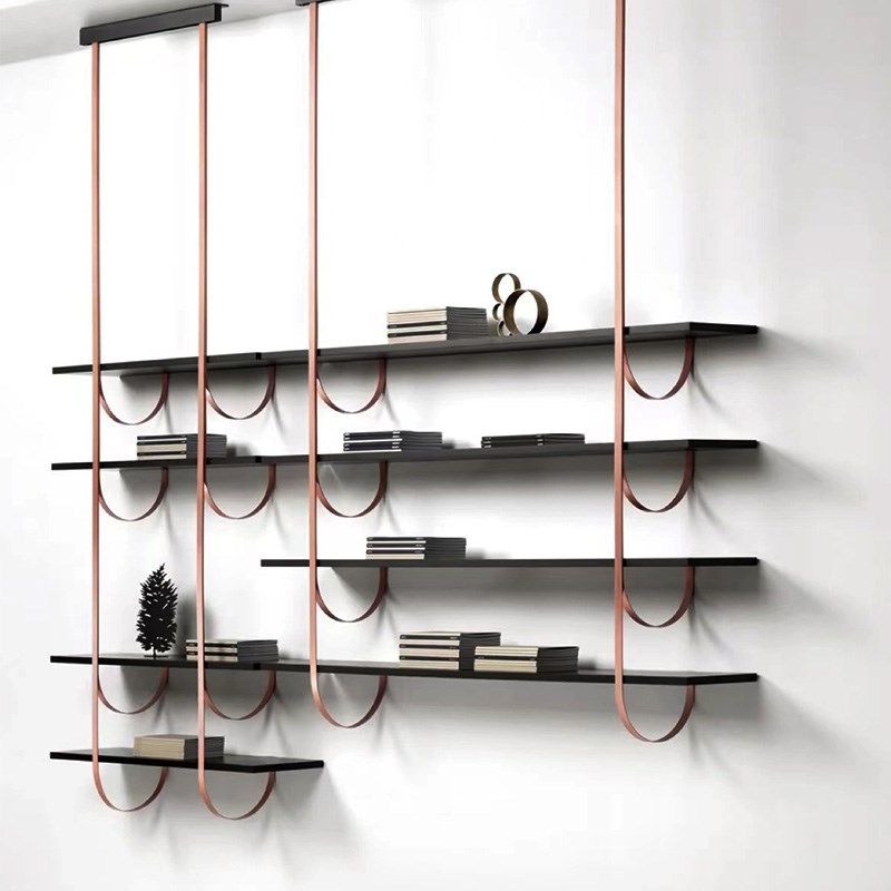 极简吊架悬挂上墙置物架搁板酒架展示架壁挂式书架艺术装饰架定制