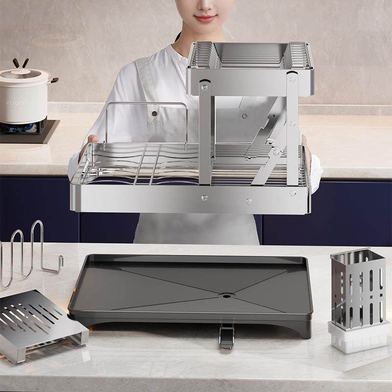 架厨房置物架04不锈钢家用纳多功收能放碗碟沥水可W1052-1折叠3厨,厨房/烹饪用具,抹布架/厨房清洁收纳架,淘宝优惠券,粉丝福利购,淘宝优惠卷