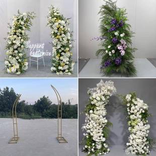 艺跨境拱婚庆铁架道具牛角羊角门铁艺艺花门架子弧形户001外草坪