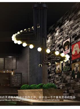 式美工业复古铁艺lt1001创楼梯吊复灯lof意t个性大厅式别墅螺旋灯
