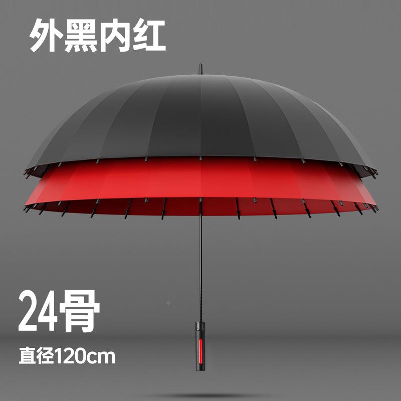 24骨固长柄雨加加厚加抗风结实男士黑色大商务自88497伞动直杆伞