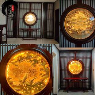 头工厂实木栅格中式屏风XHG01玄关隔断柜古屏源风隔断墙仿门窗花