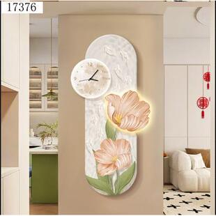 奶油风玄关装饰画带钟表系列走廊NMU过道对关入户正门墙花开时玄