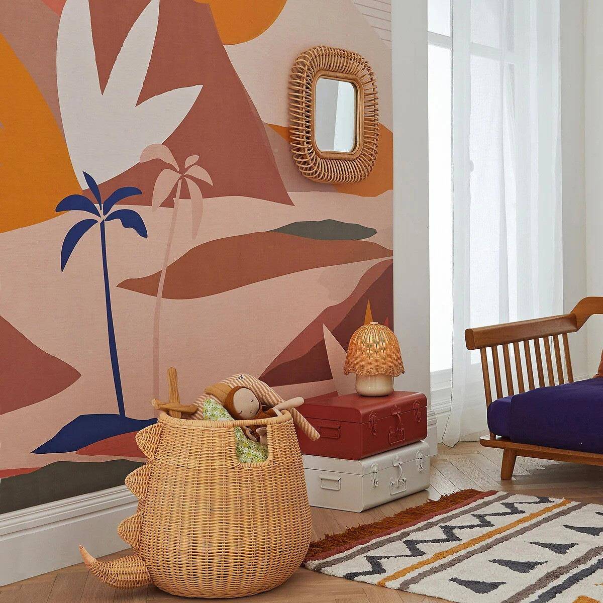 手工藤编恐MY202311龙造型室衣篮杂物筐酒脏饰店民浴宿装收纳篮玩