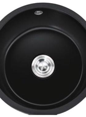 厂家头黑色Y115755小圆盘吧台精美高热密度石石单槽水英槽带大弯