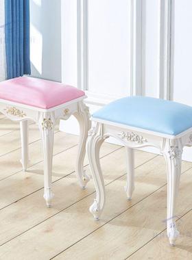 欧式美式梳妆台凳子椅化凳软包小方凳家用公主卧76812室美甲妆凳筝古凳