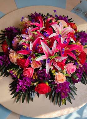 圆桌中餐间上花桌放的摆装饰花酒店餐桌转盘花饭店餐桌花io-67760