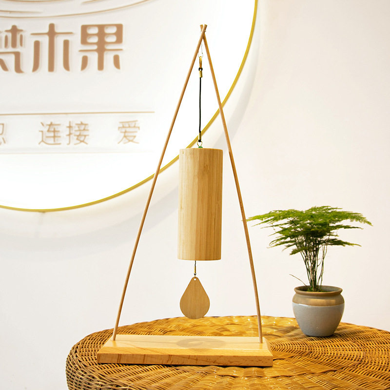 风铃榉木架和旋风铃支架唱诵风铃音疗手摇竹质简约悬挂风铃支架