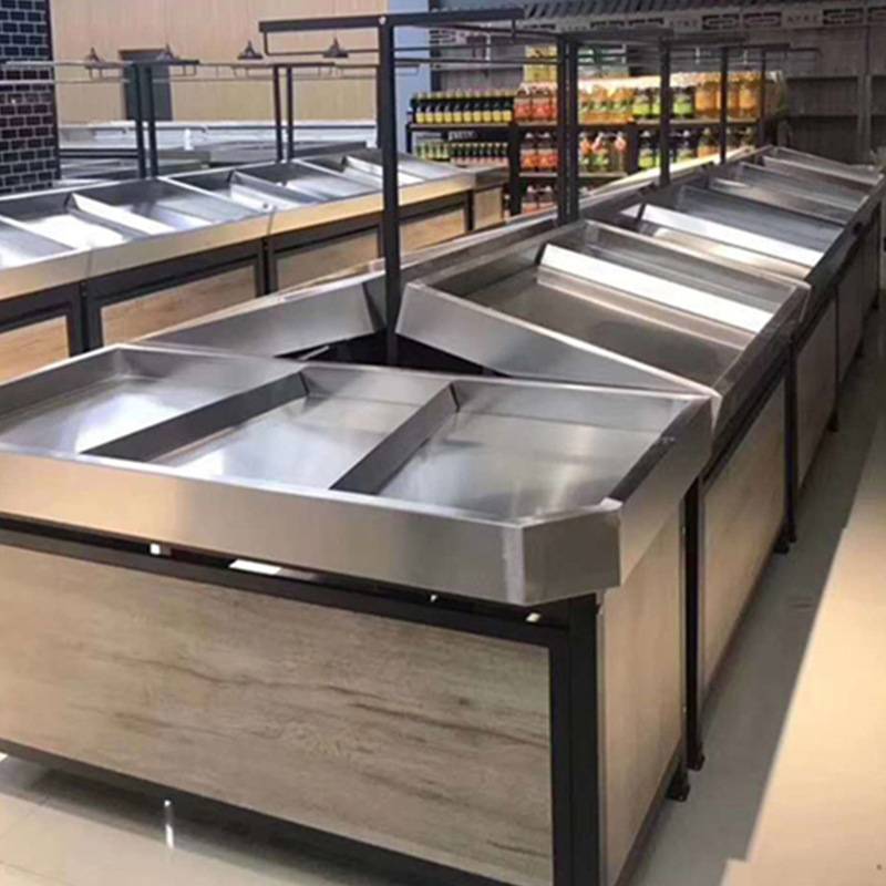 水果蔬菜架超市不锈钢生鲜架水果店货架展示架木质木制钢木定 做