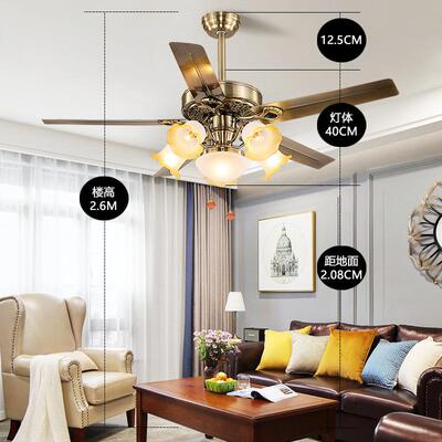 44式风扇灯吊扇灯餐厅客厅欧用一大体带灯吊扇风力家复古电风扇吊