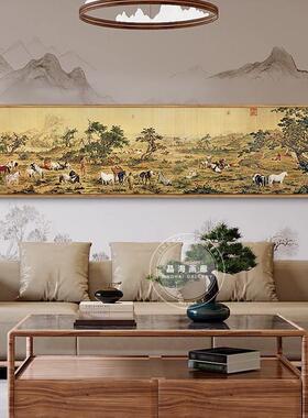 百骏》新清代画家郎世宁名画中式客厅装饰画茶《室办公图AL100418