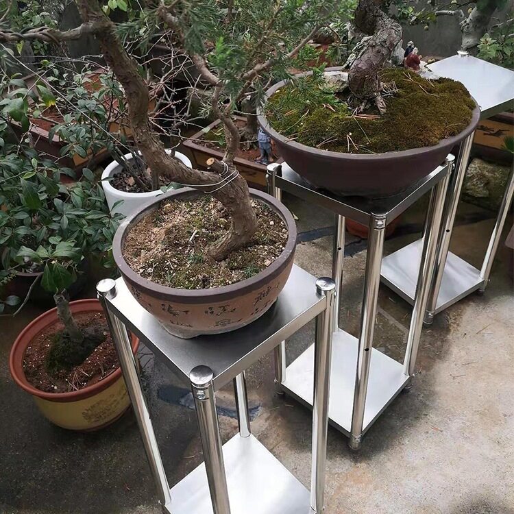 带轮子不锈钢花架阳台室外多层铁艺花盆架客厅盆景户外庭院可移w&