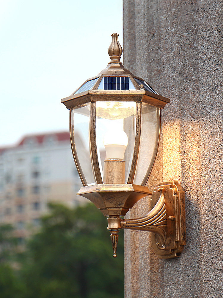 太阳能壁灯led超亮家用免接线户外防水别墅门口花园庭院室外墙灯