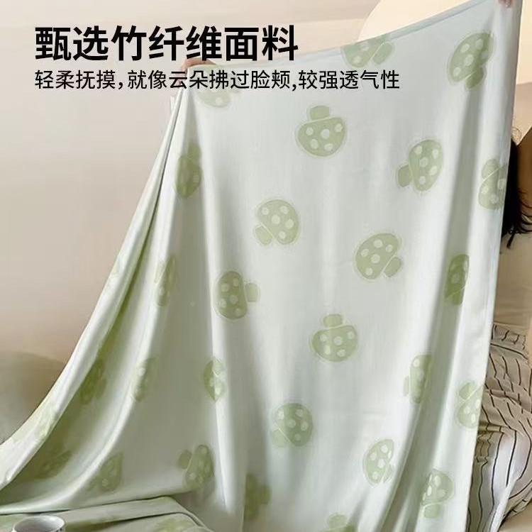 竹纤维单办层麻依毛巾盖毯夏凉被被冷感毯时午尚简约款公室休毯