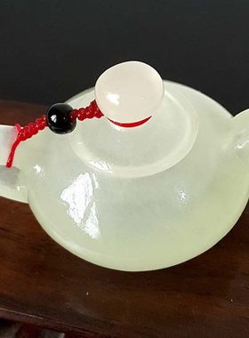 玉阿富摆件茶壶创意白茶具工艺品青 小酒壶汗冰种酒具小摆件天然