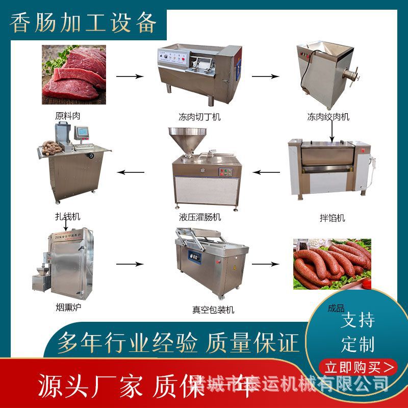 整套做蒜蓉肠加工机器地道肠生产加工机器做香肠玉米肠的全套设备