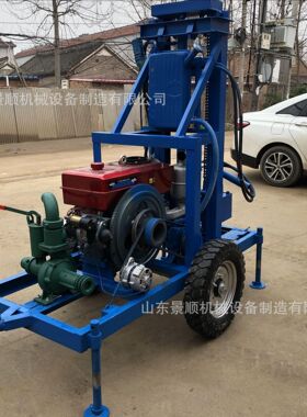 柴油22马力百米钻井机 农村打井水井钻机 便携式轮胎液压打井机