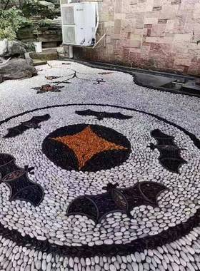 鹅卵石铺彩地黑白大小雨花石230630石鹅软石庭院卵装饰造景色鹅石