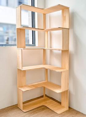 实木转角家架靠拐角31802柜角用客厅简易书柜墙落地置物架落书架