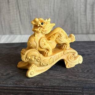 黄杨木木飞天貔貅创茶居意手雕工家宠装饰木质工YM75艺品手把件摆