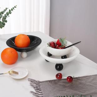 厂水家直供大理石圆形桌黑色托盘摆件创面意家居客厅装饰GP026收