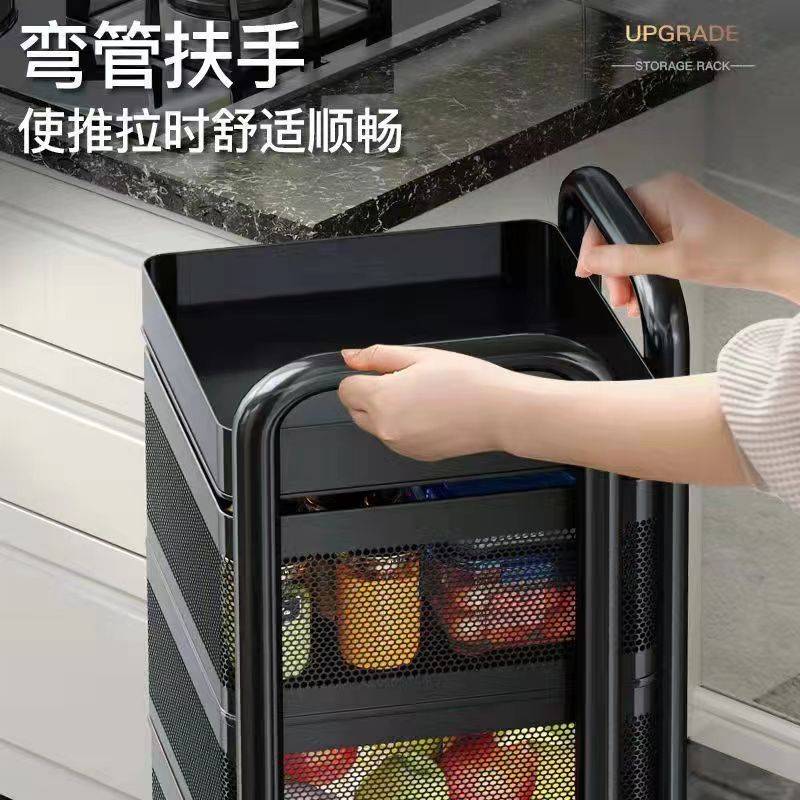 厨房蔬菜收纳架落地家用多功能免安装旋转放果蔬多层小推车置物架
