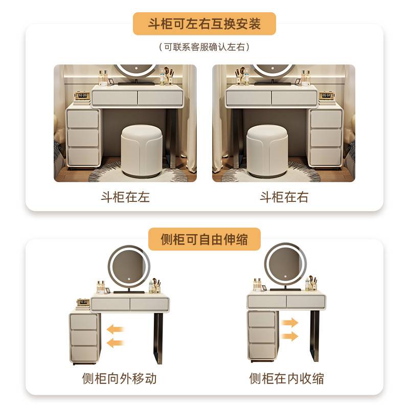实木70公分长现代简约小户型梳妆台卧室床头化妆桌储物柜斗柜
