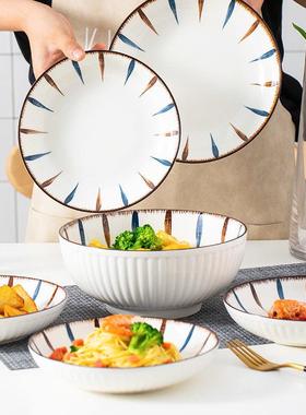 创意610人家用碗碟套红-日式陶瓷装碗盘汤碗面碗鱼盘餐具网Z1204