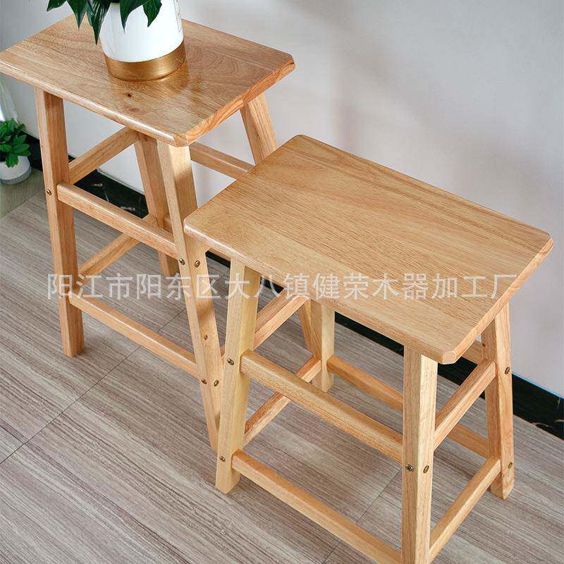 工厂橡胶木实木木酒高脚橡梯凳方木凳子餐桌凳胶咨询客服吧凳实木