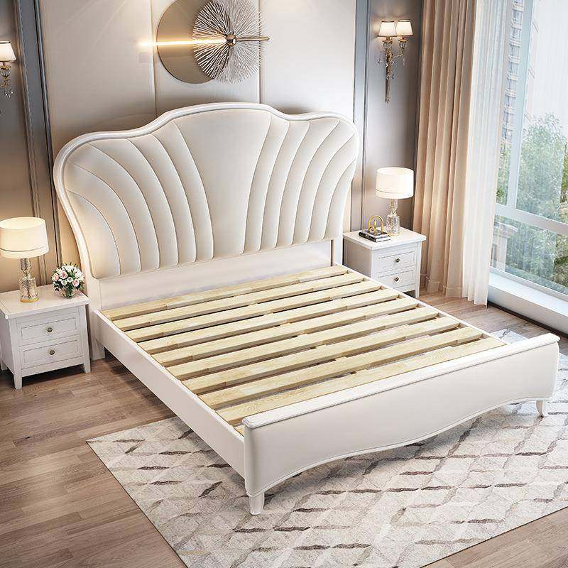 轻美式床实木床18米双人1qx-835#床简约主卧现代.5米储物高箱.软