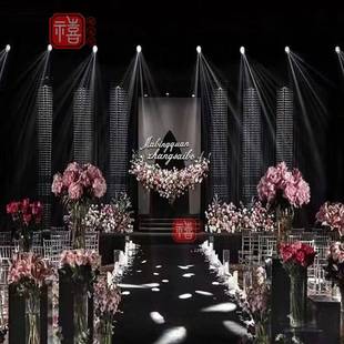 婚庆道具镂空分段水晶菠萝珠帘珠串婚礼用品吊顶线帘舞台背景装饰