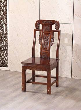 整装全实木椅家用餐纯原木凳中式古典雕花靠背子NFG胶橡木象头龙