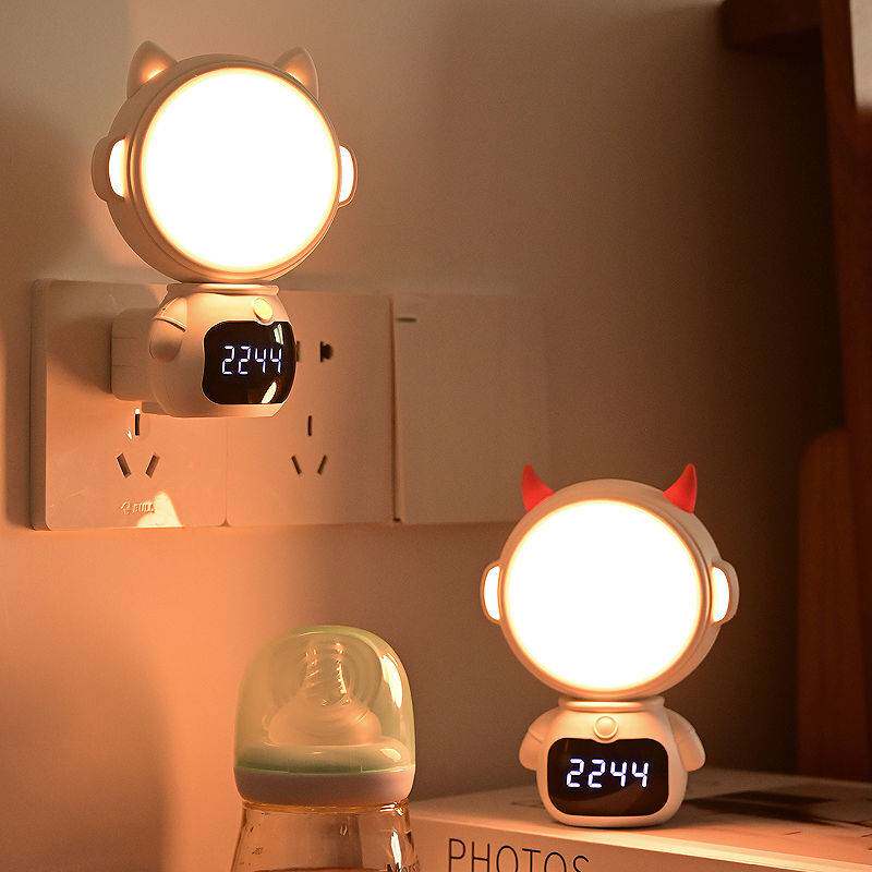 智能款语音控制遥控小夜灯充电声控闹钟卧室家用床头睡眠定时台灯