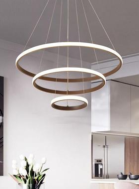 led餐厅318约吊灯简现代创意艺术圆圈圆形卧室环灯客厅房书大气灯