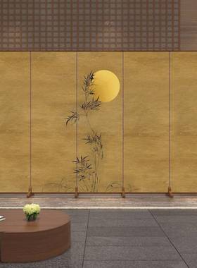 中式玄可移关动折叠墙办公山木水画仿古折屏酒店卧室07实屏室风隔断