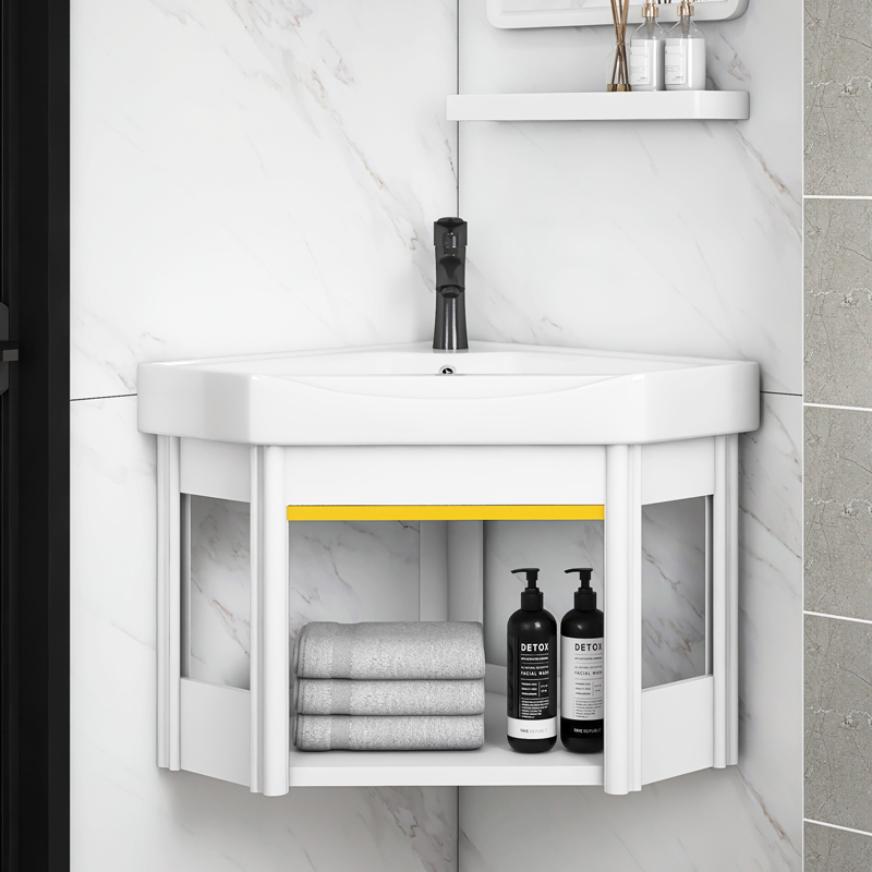 小户型角落洗脸盆卫生间三角洗手盆阳台转角陶瓷洗漱台洗面池简易
