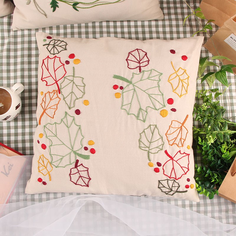 刺绣diy手工材料包欧式立体刺绣抱枕沙发靠垫枕套全棉花卉自绣品