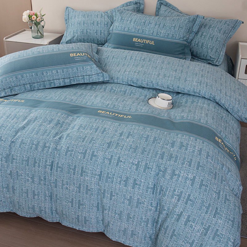 新款纯棉加厚磨毛四件套网红单件家用床上用品纯色全棉被套罩床单