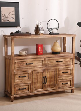 实木餐边柜置物架厨房收纳柜储物柜入户玄关柜P中古斗柜客厅茶水