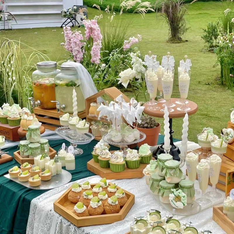 原木色森系甜品台展示架甜品台木质摆台茶歇摆件下午茶木质展示架