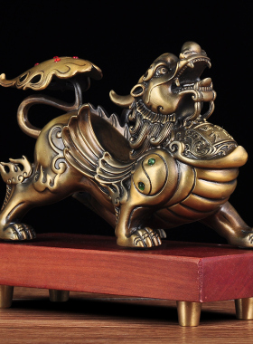 全铜貔貅摆件一对招财貔貅家装摆设客厅前台办公室店铺开业礼品
