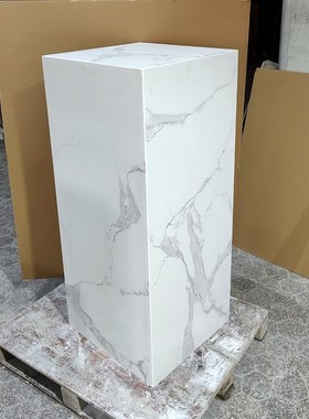 鱼肚白大b理石摆件展示底座酒店客厅玄关落地装饰柱摆件底座增高