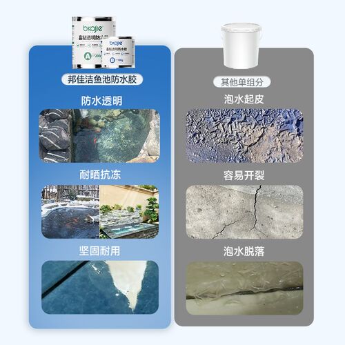 鱼池防水涂料水池渗透补漏鱼缸室外水池泳池专用透明防水胶自流平