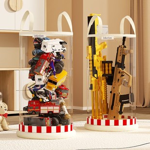 儿童玩具收纳箱透明手提积木长枪整理桶家用大容量杂物分类筐盒架